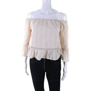 Ale By Alessandra Womens Beige Off Shoulder Bell 3/4 Sleeve Blouse Top Size S